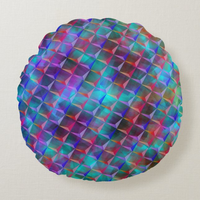 Lila en 3D- of roze driehoeksdriehoeken Tas Rond Kussen (Voorkant)
