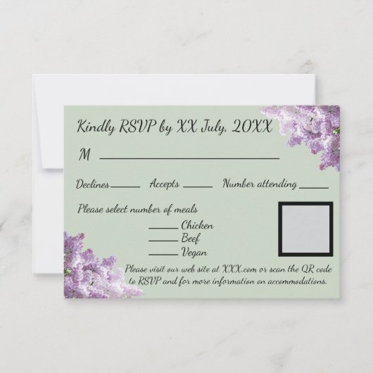 Lila en aardse wijze RSVP kaartje (Voorkant)