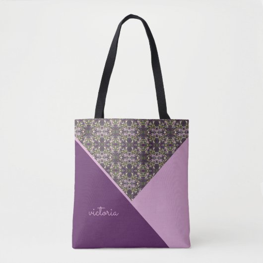 Lila en Aubergine Chic Tote Bag (Voorkant)