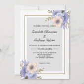 Lila en beige bloemenbruiloft kaart (Voorkant)