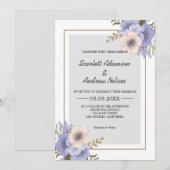 Lila en beige bloemenbruiloft kaart (Voorkant / Achterkant)