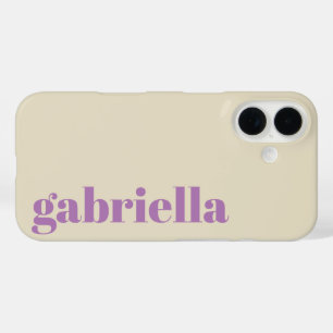 Lila en beige Bold Typografie Persoonlijke naam iPhone 16 Hoesje