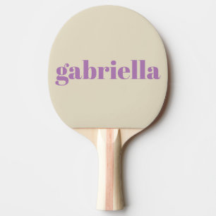 Lila en beige Bold Typografie Persoonlijke naam Tafeltennisbatje
