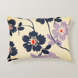 Lila en blauwe bloemen accent kussen