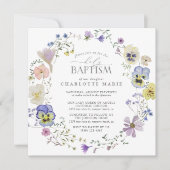 Lila en blauwe Floral Waterverf Baptisme Kaart (Voorkant)