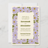 Lila en bosgroen Groovy Blooms Boho Wedding Kaart (Voorkant)