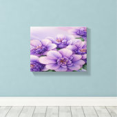 Lila en Bourgondische Floral Stretched Canvas (Insitu (Houten vloer))