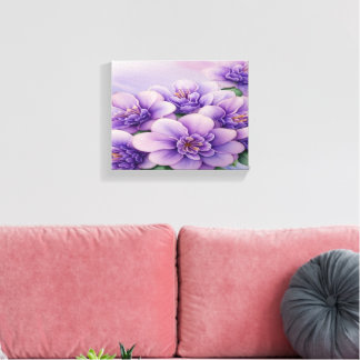 Lila en Bourgondische Floral Stretched Canvas Afdruk