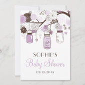 Lila en bruine Mason Jars Baby Shower-uitvindingen Kaart (Voorkant)