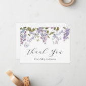 Lila en Butterflies Shower Dank u Noteer Kaart Notitiekaartje (Voorkant / Achterkant in situ)