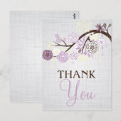 Lila en Cream Flowers Rustic Dank u Post Kaart (Voorkant / Achterkant)