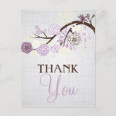 Lila en Cream Flowers Rustic Dank u Post Kaart (Voorkant)
