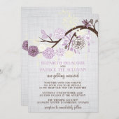 Lila en Cream Flowers Rustic Wedding Uitnodiging (Voorkant / Achterkant)
