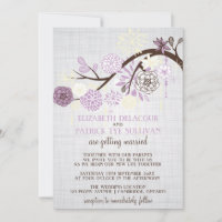 Lila en Cream Flowers Rustic Wedding Uitnodiging