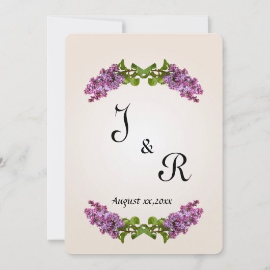 Lila en crème bruiloft uitnodiging v2 (Achterkant)