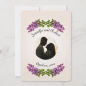 Lila en crème huwelijksuitnodiging kaart (Achterkant)