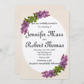 Lila en crème huwelijksuitnodiging kaart (Voorkant / Achterkant)