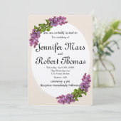 Lila en crème huwelijksuitnodiging kaart (Staand voorkant)