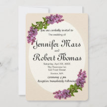Lila en crème huwelijksuitnodiging