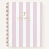  Lila en Gouden Streep Blank Cocktail Recept Notitieboek (Voorkant)