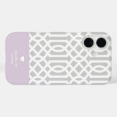 Lila en grijs Trellis Heart Monogram Case-Mate iPhone Case (Achterkant (horizontaal))