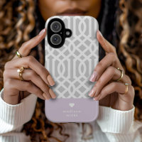 Lila en grijs Trellis Heart Monogram
