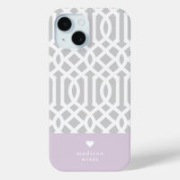 Lila en grijs Trellis Heart Monogram