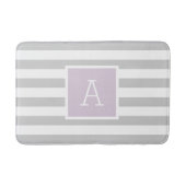 Lila en Grijze Strepen Monogram | Bewerkbare kleur Badmat (Voorkant)