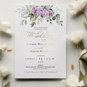 Lila en groen bruiloft Paarse Folie accenten Folie Uitnodiging