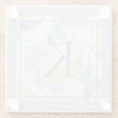 Lila en groen lichtpatroonmonogram glazen onderzetter (Achterkant)