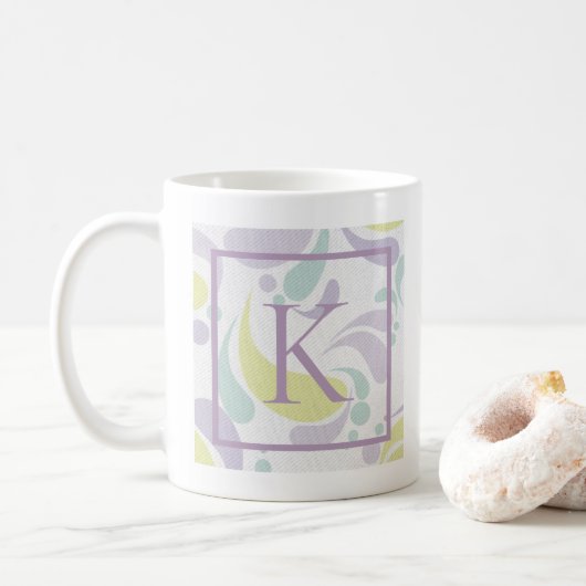Lila en groen lichtpatroonmonogram koffiemok (Met donut)