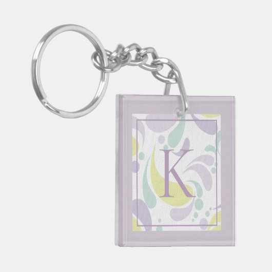 Lila en groen lichtpatroonmonogram sleutelhanger (Voorkant Links)