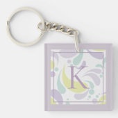 Lila en groen lichtpatroonmonogram sleutelhanger (Voorkant)