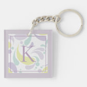Lila en groen lichtpatroonmonogram sleutelhanger (Achterkant)