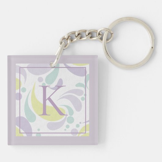 Lila en groen lichtpatroonmonogram sleutelhanger (Achterkant)