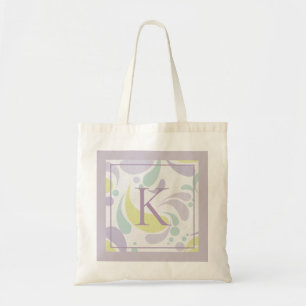 Lila en groen lichtpatroonmonogram tote bag