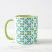 Lila en groen retro-florpatroon mok (Links)