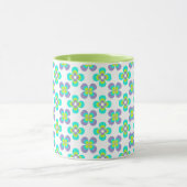 Lila en groen retro-florpatroon mok (Midden)