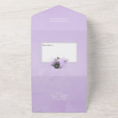 Lila en Houtskool Bloemen Bruiloft All In One Uitnodiging (Buitenkant)