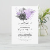Lila en houtskool online virtueel huwelijk kaart (Staand voorkant)