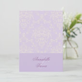 Lila en ivoorcrèmekant, aangepast bruiloft kaart (Staand voorkant)