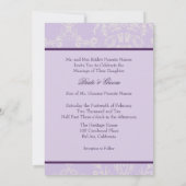 Lila en ivoorcrèmekant, aangepast bruiloft kaart (Achterkant)