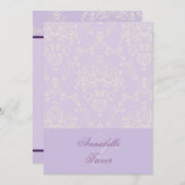 Lila en ivoorcrèmekant, aangepast bruiloft kaart (Voorkant / Achterkant)