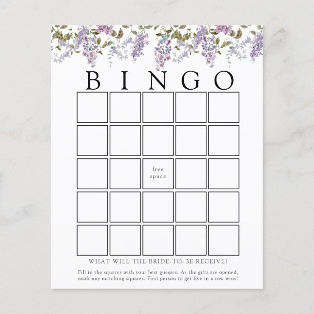 Lila en Lavendel Baby Bingo Game Kaart (Voorkant)