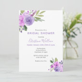 Lila en lavendel bruidsdouche uitnodiging (Staand voorkant)