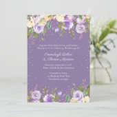 Lila en Lavendel Paarse Passie Rozen Bruiloft Kaart (Staand voorkant)
