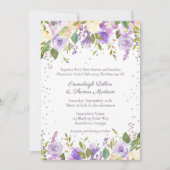 Lila en Lavendel Paarse Rozen Bruiloft Kaart (Voorkant)