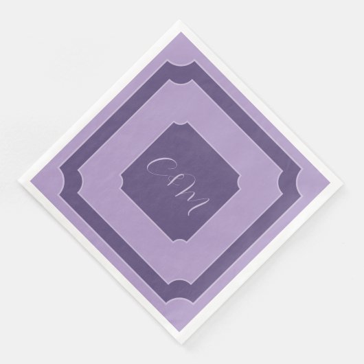 Lila en Lavendel Script Initialen bruiloft Servet (Hoek)