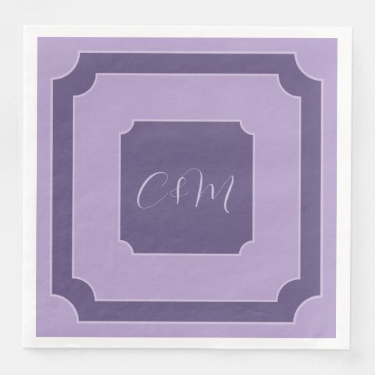 Lila en Lavendel Script Initialen bruiloft Servet (Voorkant)
