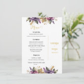 Lila en Lavendel Wijngaard Bruiloft Menu (Staand voorkant)